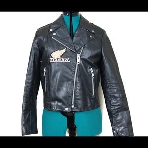 Vintage Honda Motorcycle Leather Moto Jacket